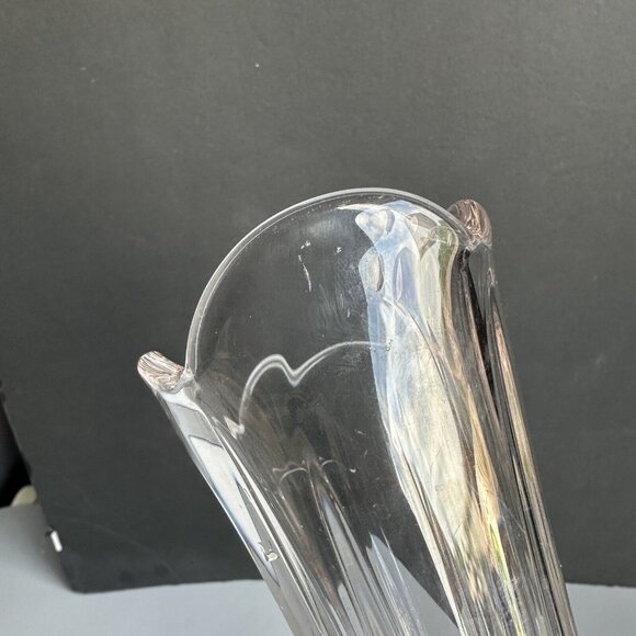 Vintage Clear Swung Glass Tulip Fluted Ribbed Vase MCM 17" Tall Stretched Vase - Picture 9 of 12